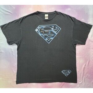 Carolina Panthers Superman Logo T Shirt Delta Pro Weight 2XL XXL Black